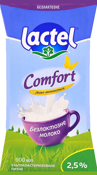 Молоко питне безлактозне ультрапастеризоване 2,5% LACTEL (Тетра Фін 0,900кг)